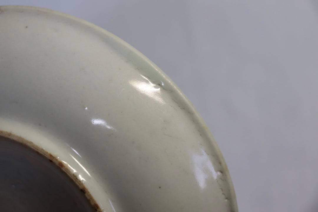 1114中国　明時代　呉須中皿　木箱入　送料込み1115