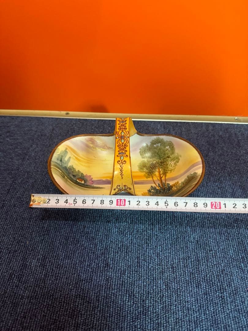 1847 【明治アンティーク】オールドノリタケ　風景図　手提皿　時代