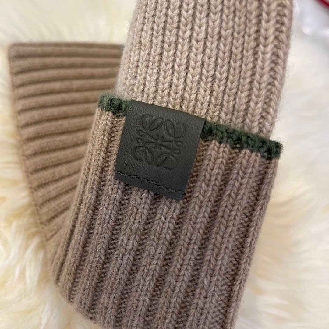 LOEWE ロエベ　ニット帽子　ベージュ　ウール100%