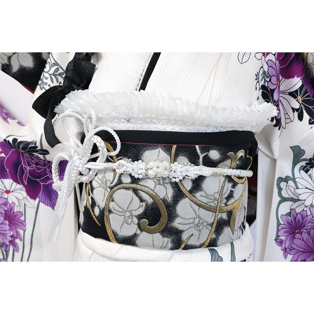 極美品！希少！◆ 振袖7点セット ◆丈162cm人気ホワイト系フルセットSv15