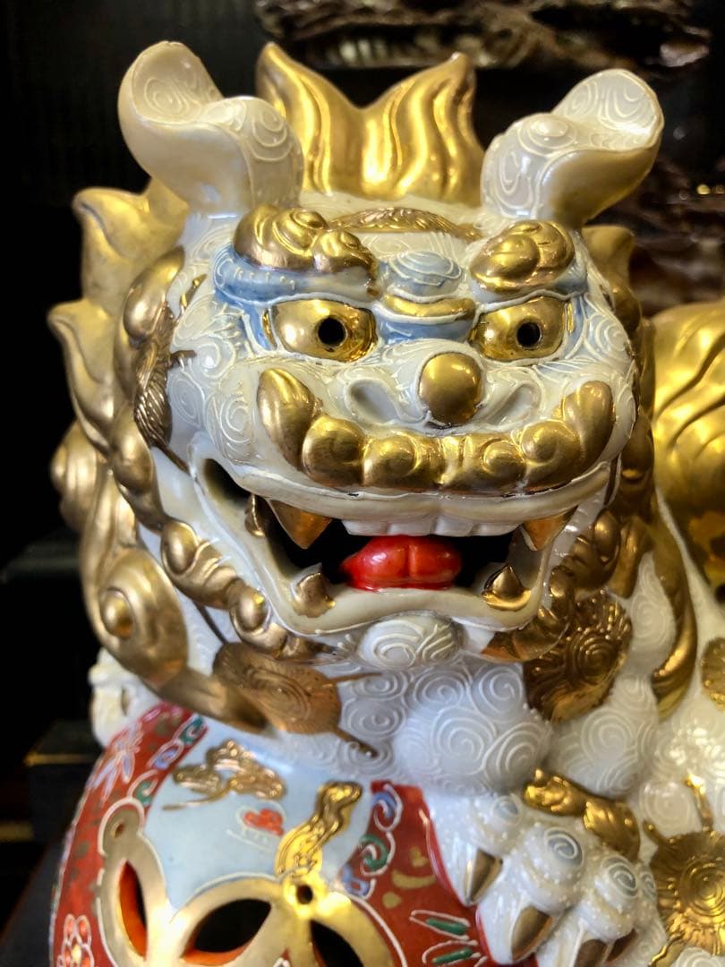 【縁起物】九谷焼 玉乗り獅子