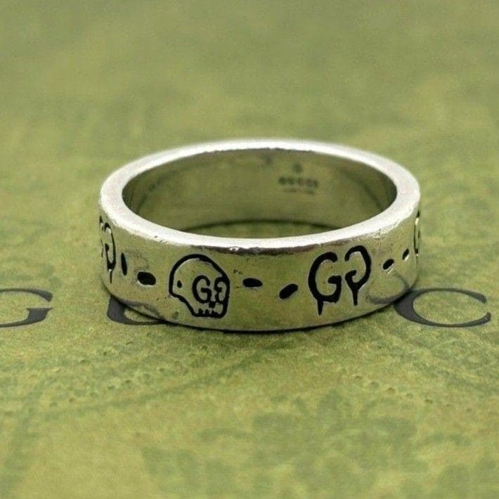 グッチ　ゴースト リング ドクロ GG柄 指輪 メンズ シルバー925 18号
