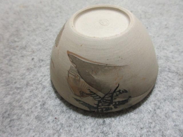 萬古焼 色絵 風景図 煎茶器セット 茶櫃付き [B25249]