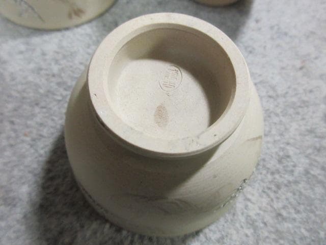 萬古焼 色絵 風景図 煎茶器セット 茶櫃付き [B25249]