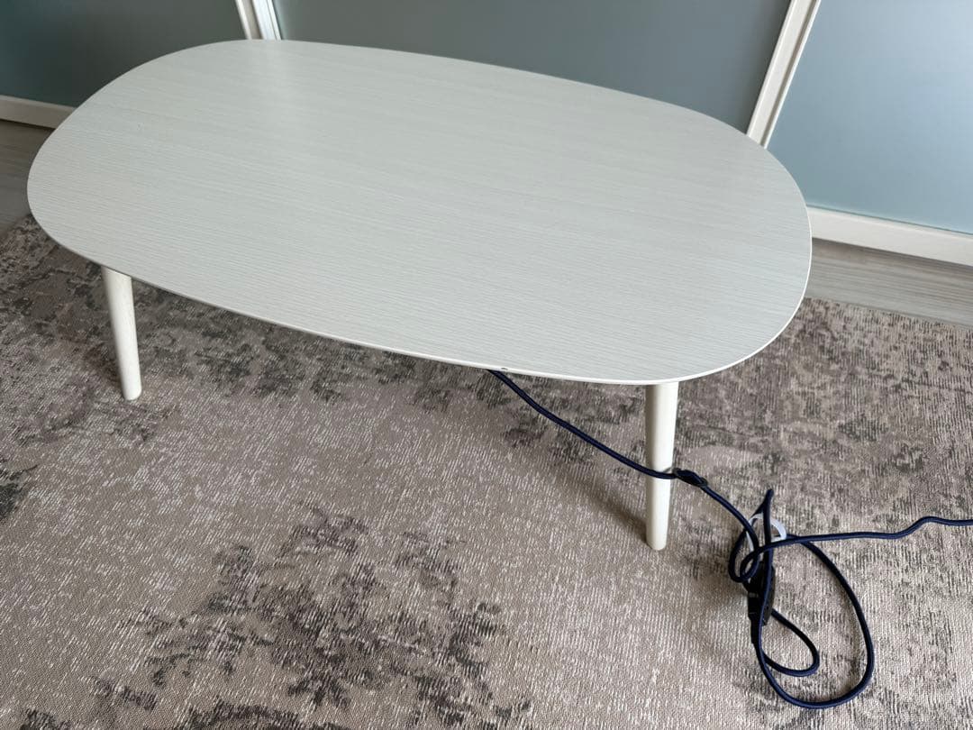 送料込み折脚楕円形カジュアルこたつ カルミナ950 ホワイト