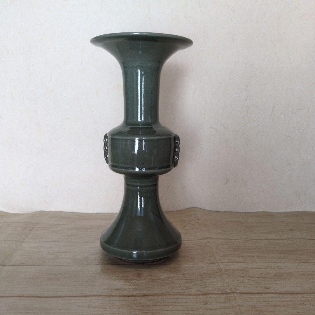 【値下げ!!】美品　青磁中蕪花入　墨田金太漢　茶道具　　韓国　尊式