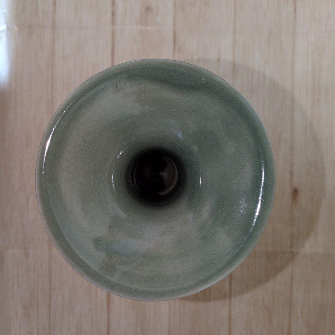 【値下げ!!】美品　青磁中蕪花入　墨田金太漢　茶道具　　韓国　尊式