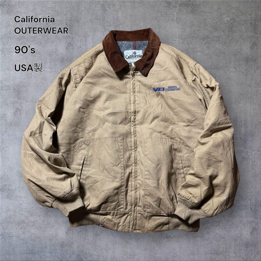2265 古着90年代USA製Californiaダックジャケット企業系刺繍ロゴ