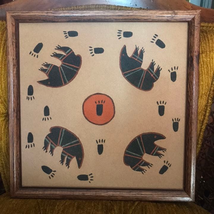 貴重★ネイティブアメリカン　4方向熊ベアーサンドペイント砂絵ナバホ族インディアン