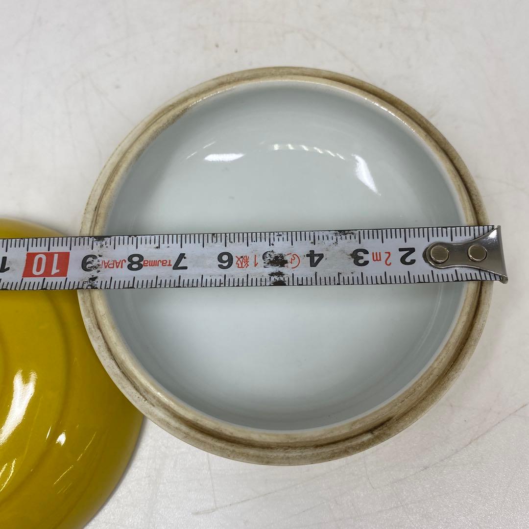 専用　黄釉蓋物　「大清乾隆年製」　幅約9.5㎝　タサニ　東さ7-0428①