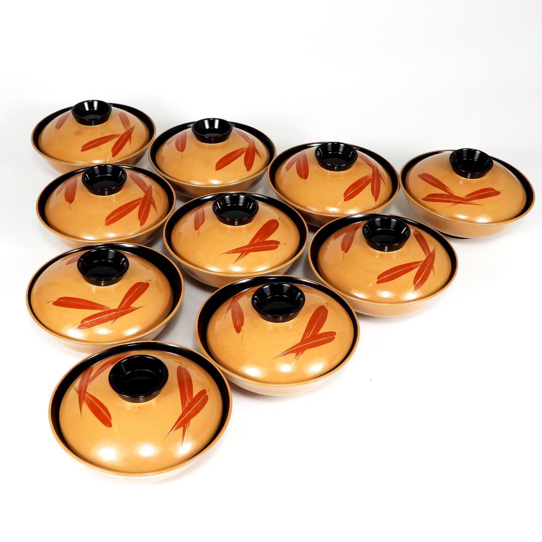 輪島塗 笹蒔絵 吸物椀 汁椀 御椀 10客 天然木 漆塗り 漆芸 漆器