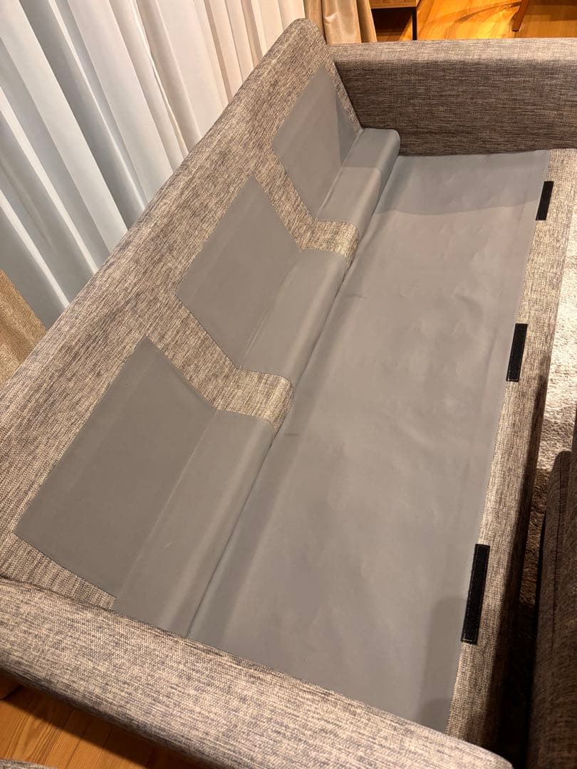 ニトリ　グレー カウチソファ 3人掛け ファブリック