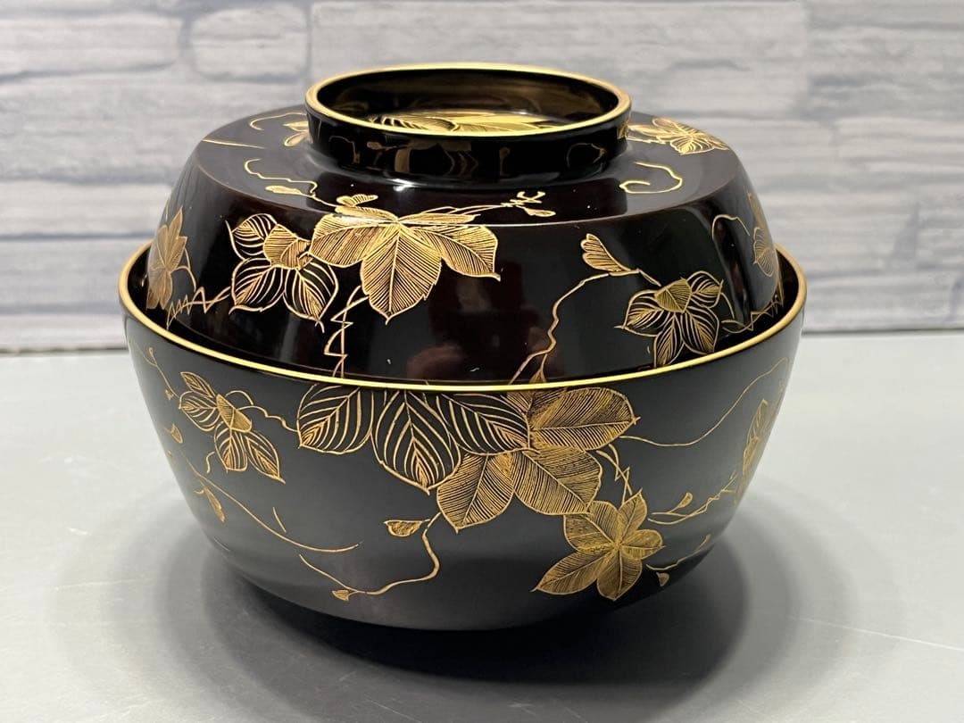 極上　輪島塗　沈金蒔絵　煮椀　吸物椀　四客　木製