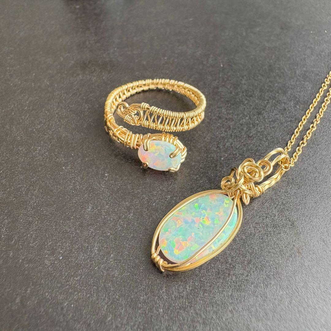 ngoma フリーサイズリング、京都オパール14kgfトップ、チェーン