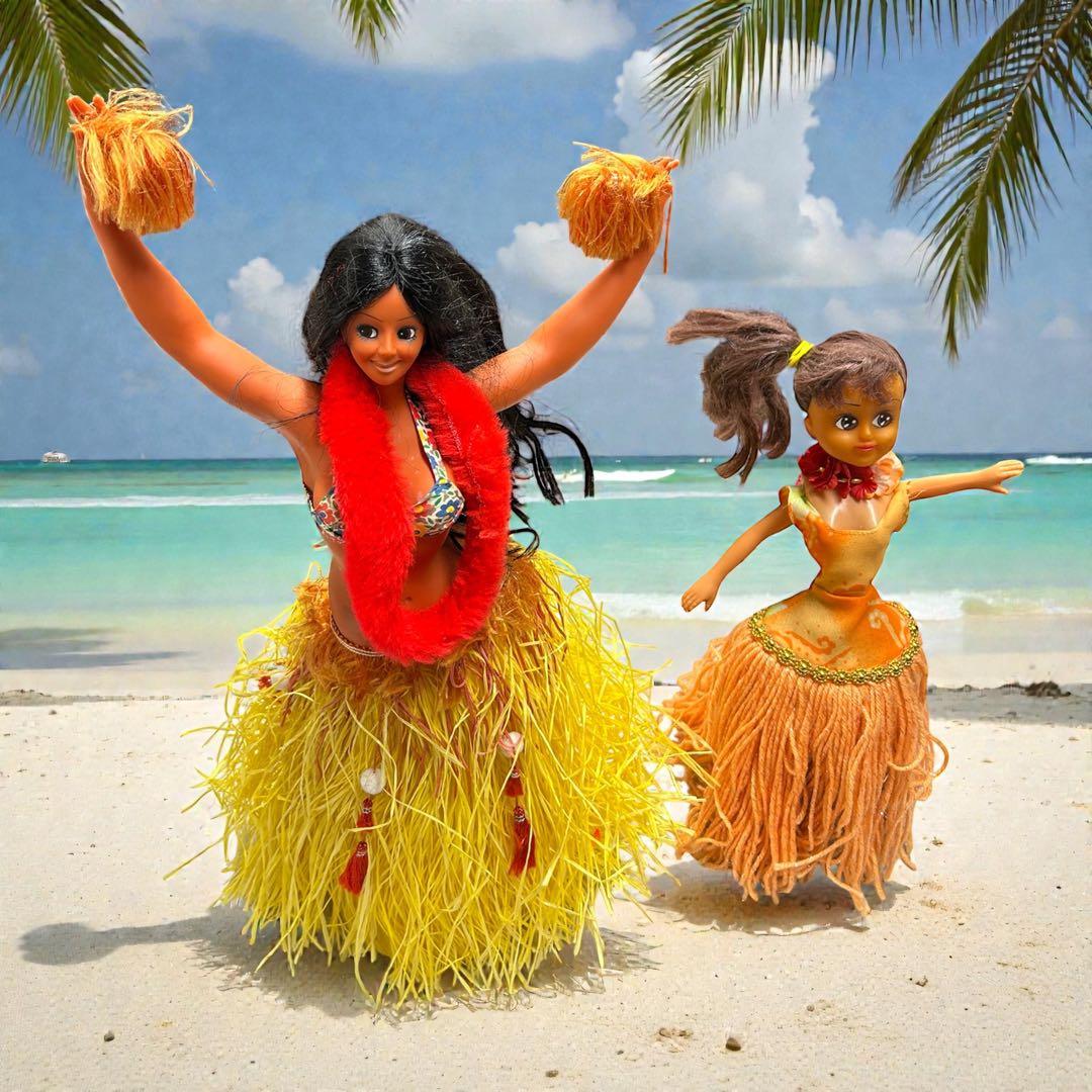 骨董アンティーク ソフビ ヴィンテージ セクシー フラガール人形 2体 レトロ