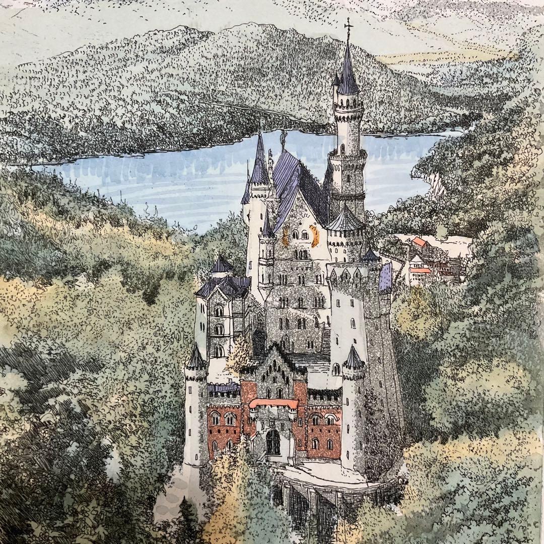 絵画・額縁・版画・織田 義郎・新品未使用・ノイシュバンシュタインⅫ・美術品・雑貨