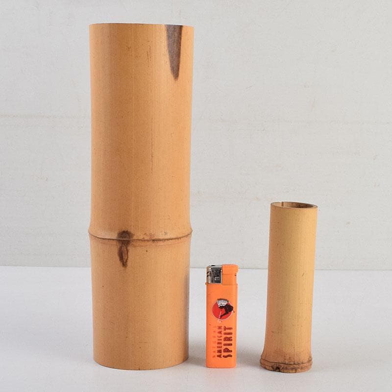 茶道具　黒田宗傳作　竹尺八　花入　銘「清風」　極め箱　C　R9392