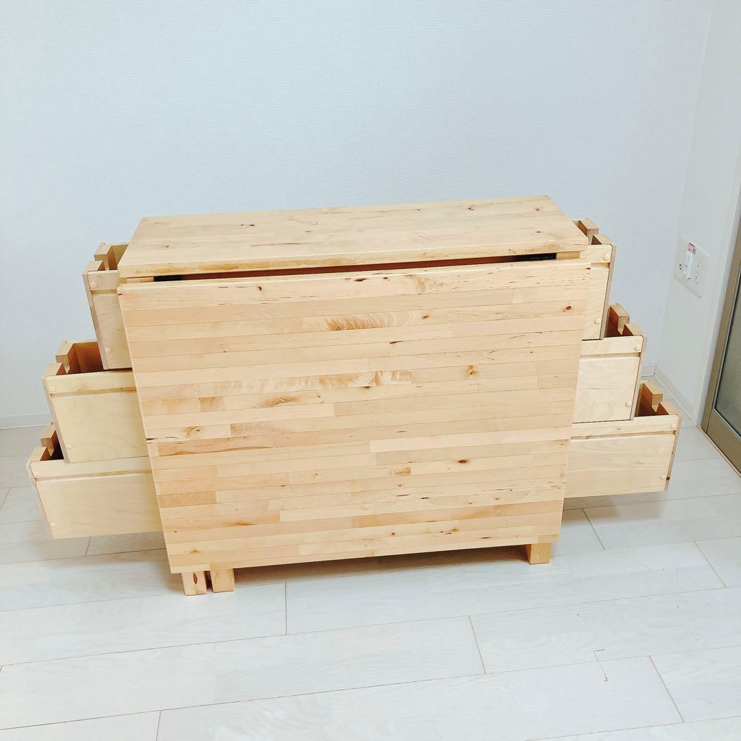 11/22迄イケア 折りたたみダイニングテーブル ノールデン　木目　引き出し付き