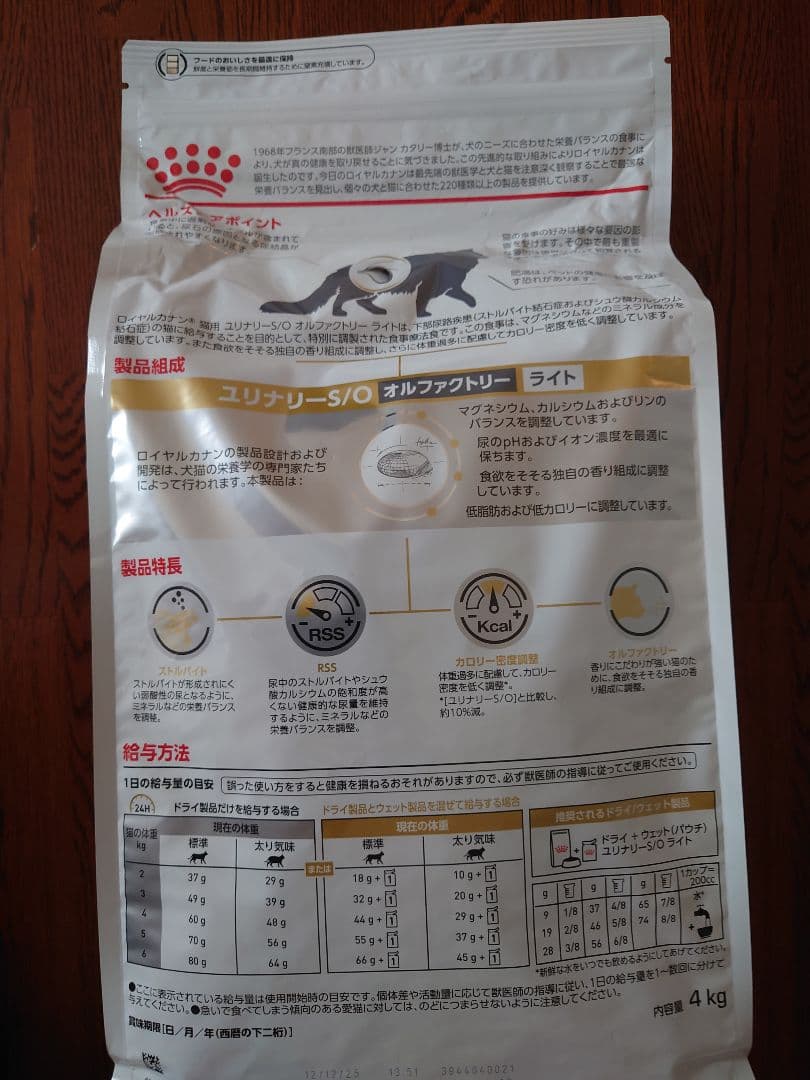  CANIN　ユリナリーS/O オルファクトリーライト 4kg