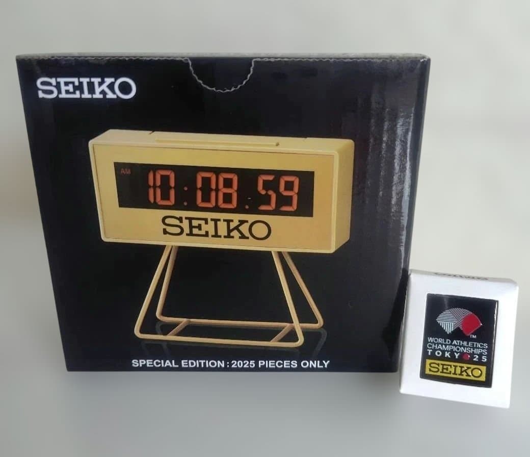 セイコー ミニスポーツタイマー　 世界陸上2025ピンバッチ　 SQ823G