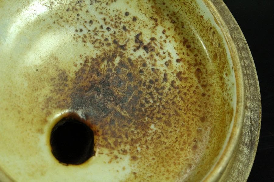 古美術 赤絵 獅子蓋 香炉 時代物 骨董 希少(K-YC530)