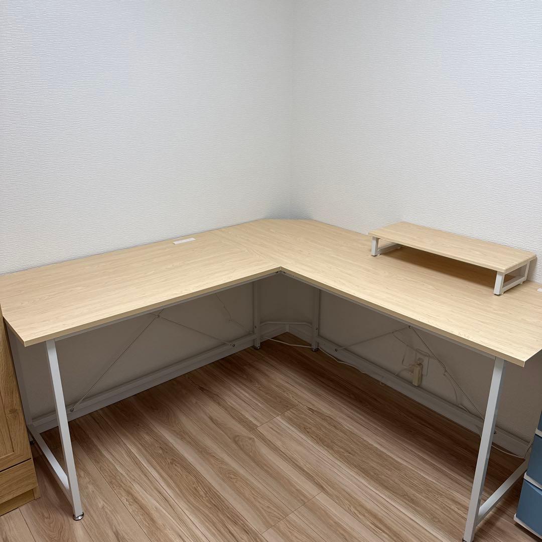 L字型パソコンデスク ナチュラルウッド