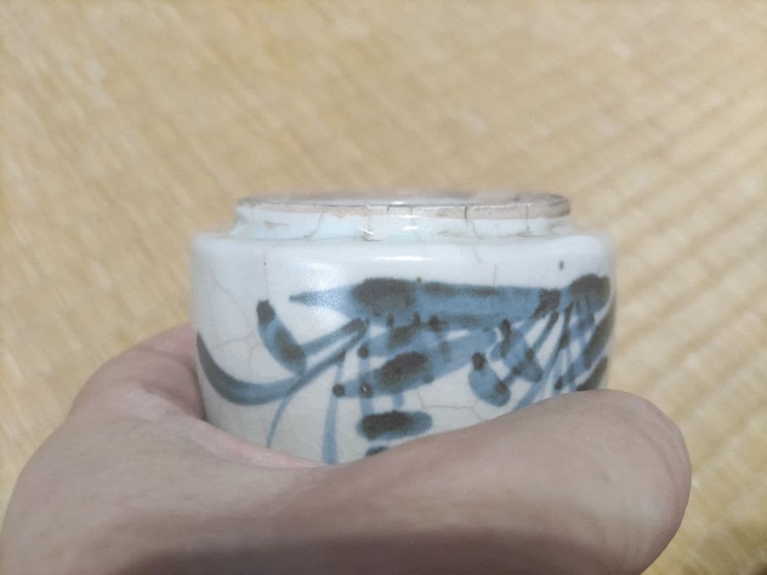 染付　蘭文　小徳利（高11.3cm）220cc　生掛け釉　酒器　無傷