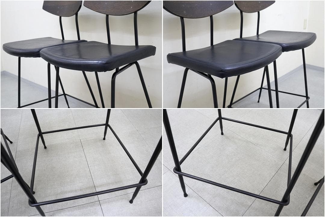 A1 スクエアルーツ SOLI カウンター チェア 椅子 オーク 革 スツール