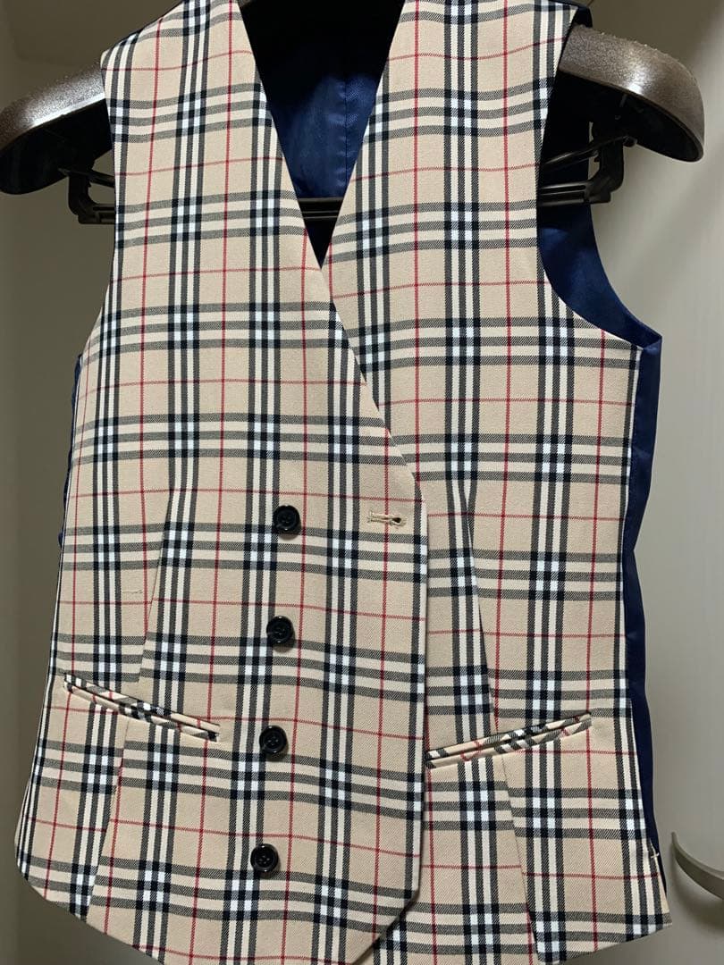 バーバリー調 チェック柄 スーツ 上下 ベスト