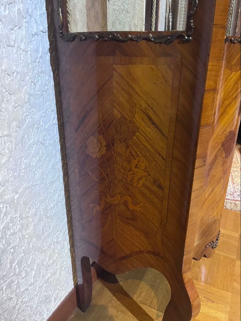 イタリア製 MARCONI ARTE 象嵌細工 ガラス 高級家具 飾り棚