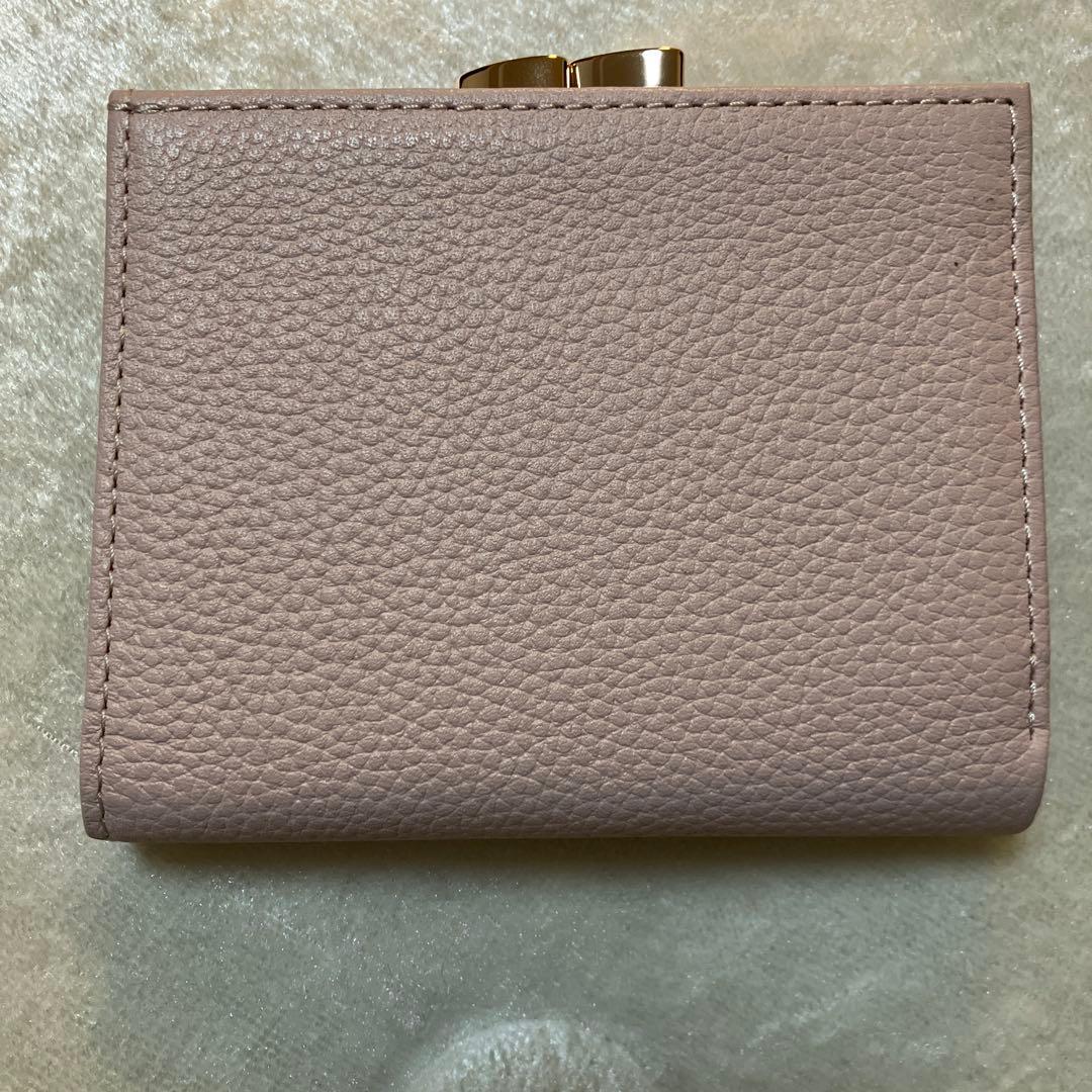 皇居 財布 二つ折り がま口 ピンクベージュ　菊の御紋入　皇居折り財布