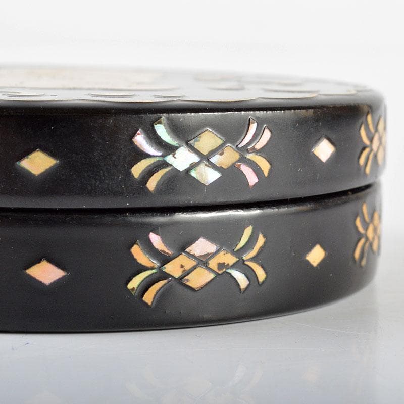 茶道具　塗師　中川正斎作　漆塗　布袋螺鈿　香合　共箱　V　R4538