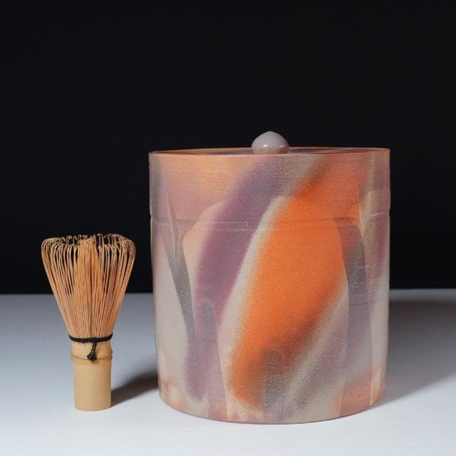 大和努　萩彩色水指　共箱　茶道具