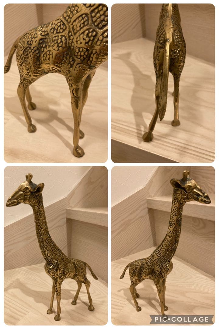 ブラス製キリンの彫刻 2体セット