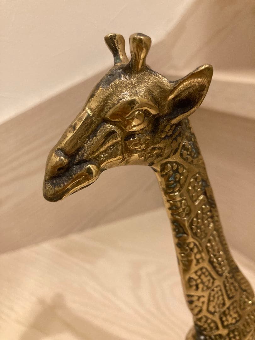 ブラス製キリンの彫刻 2体セット