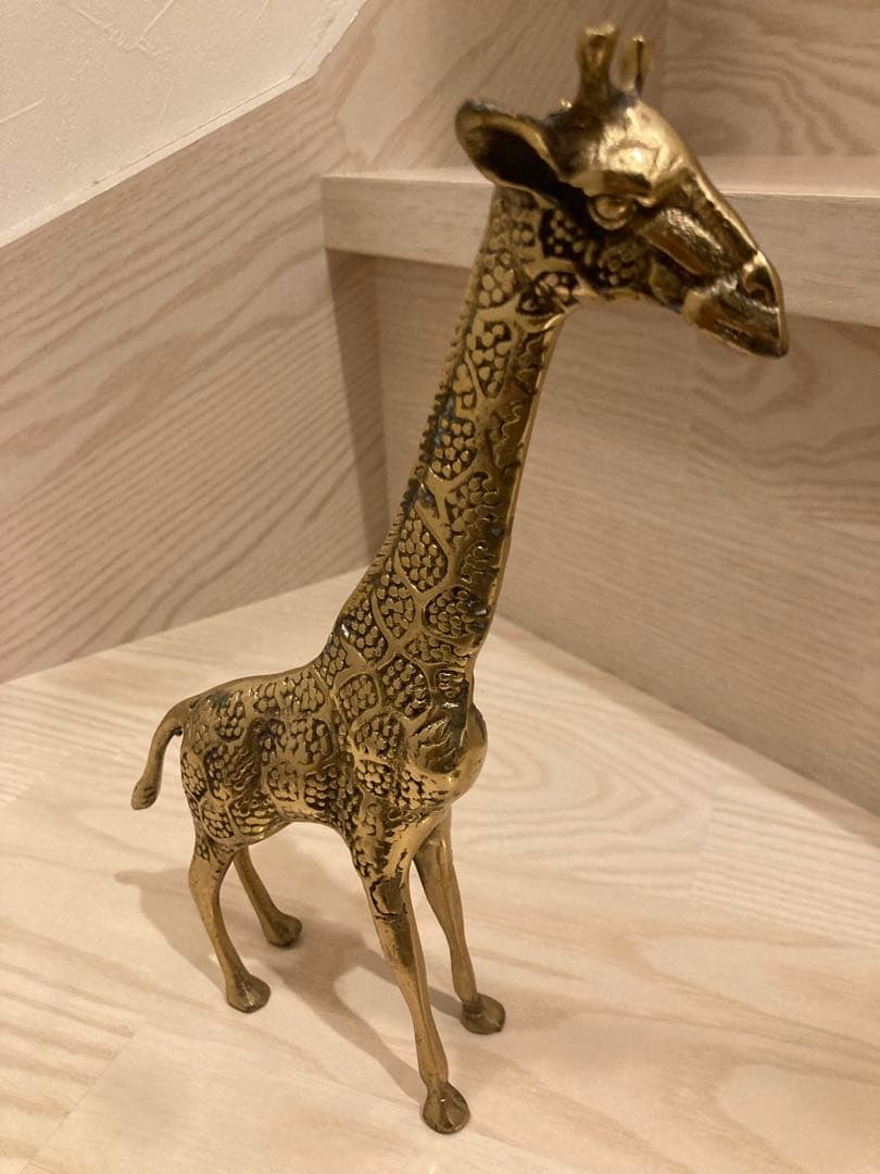 ブラス製キリンの彫刻 2体セット