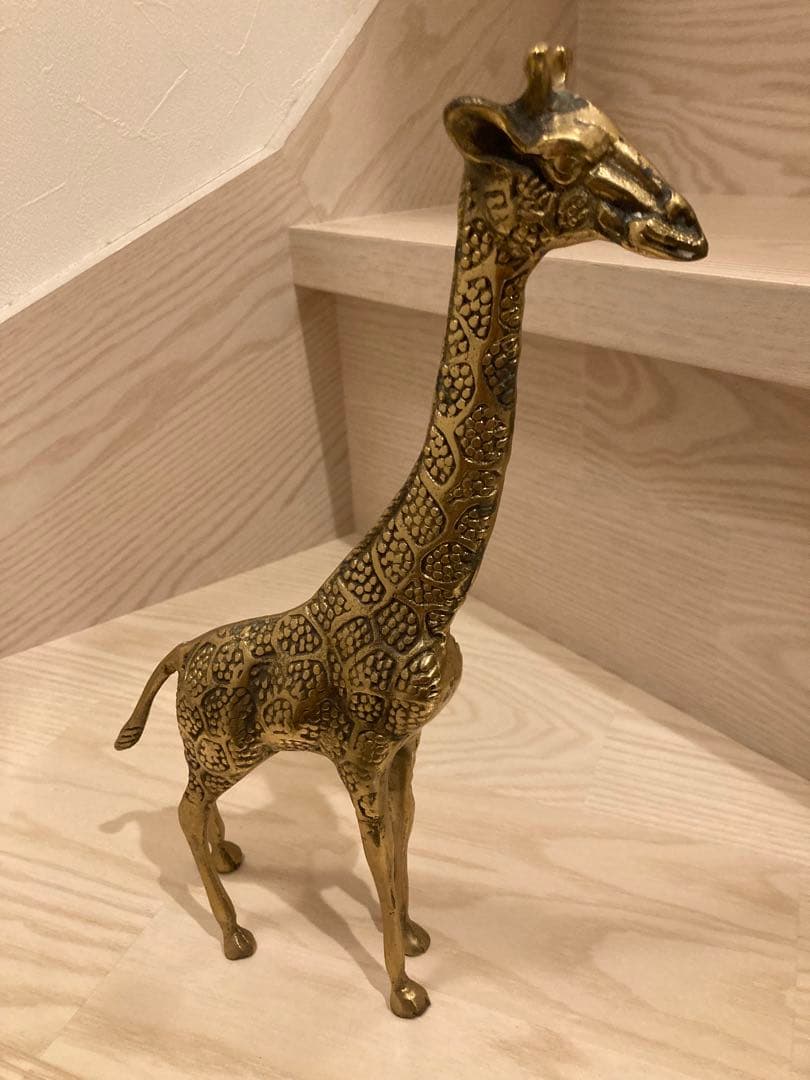 ブラス製キリンの彫刻 2体セット
