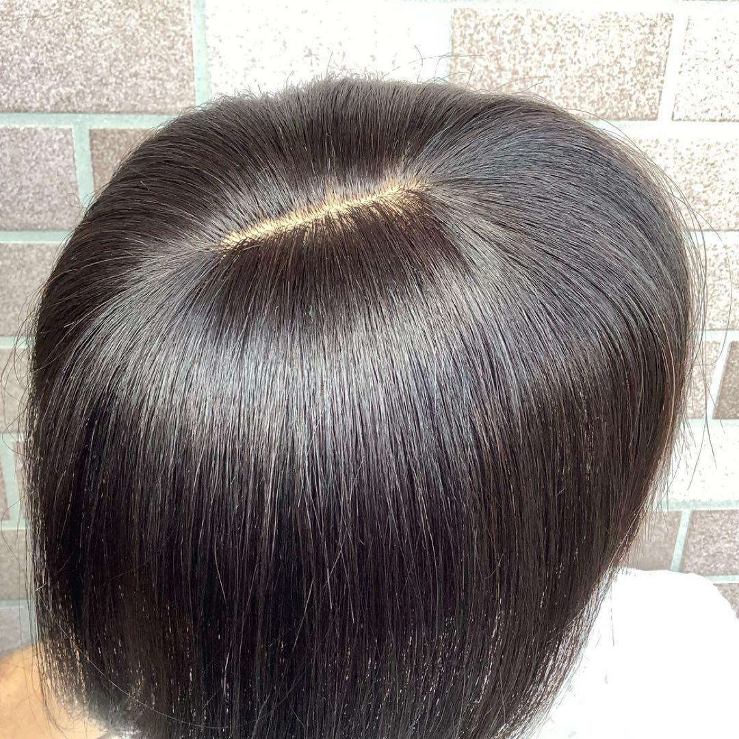 常連客 人毛100% 総手植 医療 部分ウィッグ ヘアピースブラックショート前髪