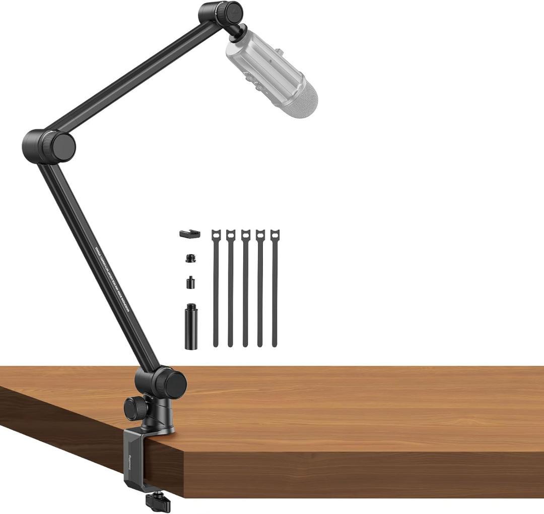 マイクブームアーム 360°回転可能なマイクスタンド 油圧ダンピングジョイント