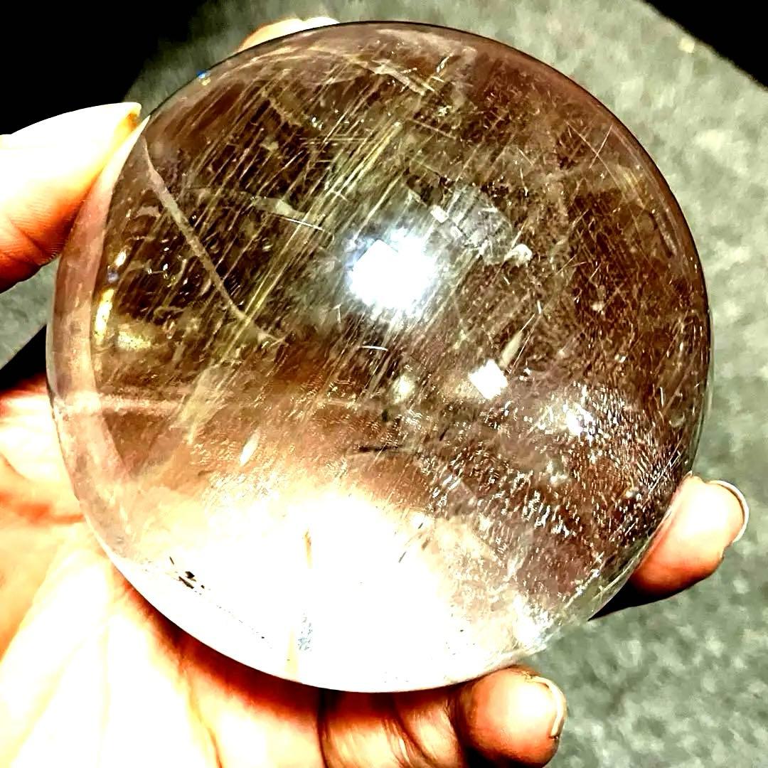 超特大　77mm ゴールドシルバールチルクォーツ　金銀水晶　パワーストーン