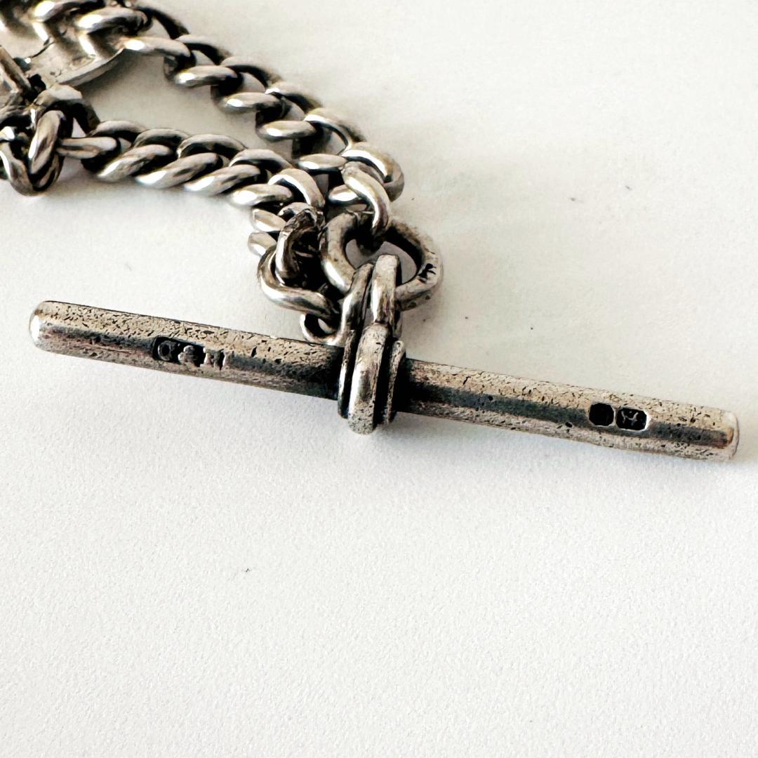 1890年★英国★アルバートチェーン/純銀製/アンティーク