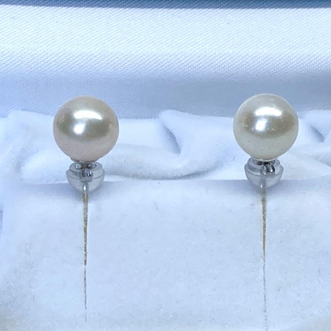 大珠9ミリ あこや真珠ピアス 新品 /N1084 アコヤ