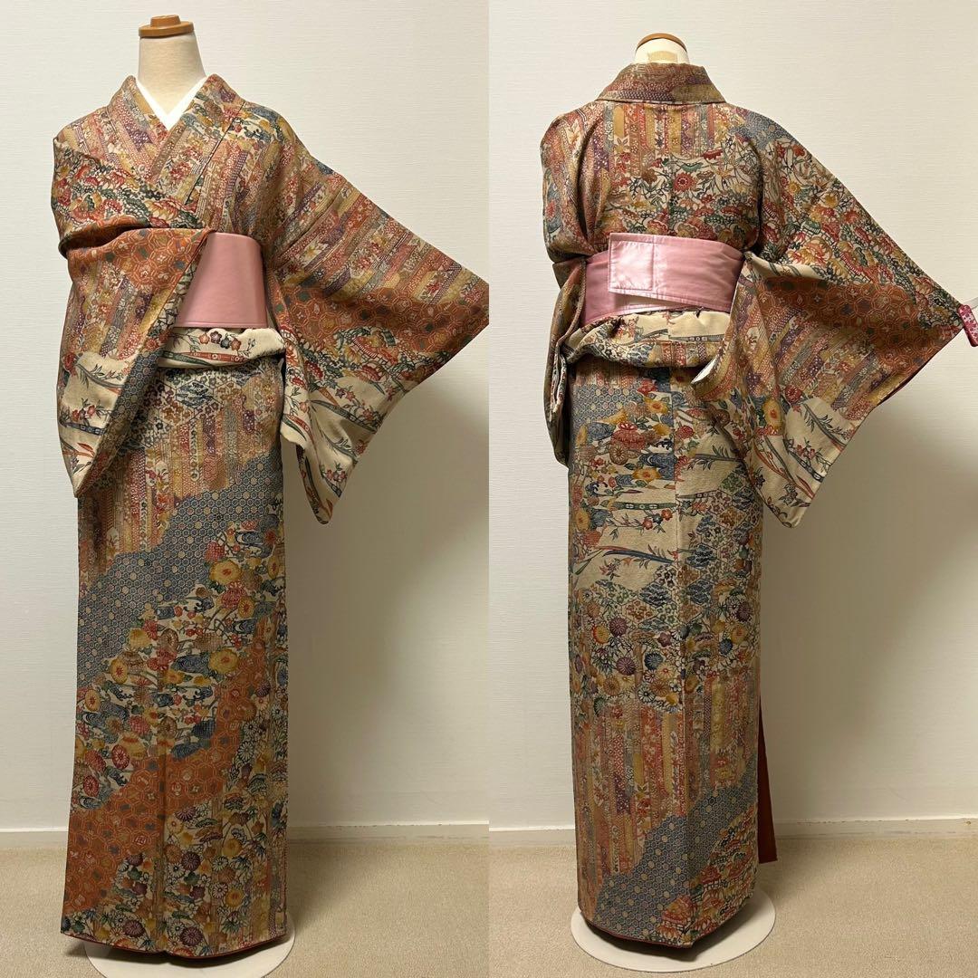 【袷】西岡都巳二 紅型 訪問着12084