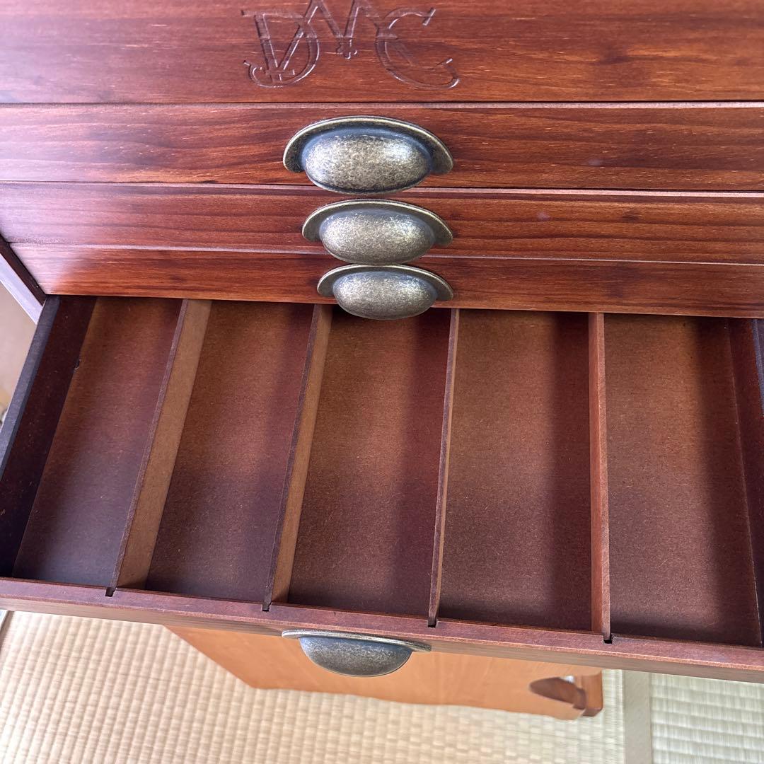 フランス　DMC 裁縫箱　刺繍糸　キャビネット　引き出し　ソーイングボックス