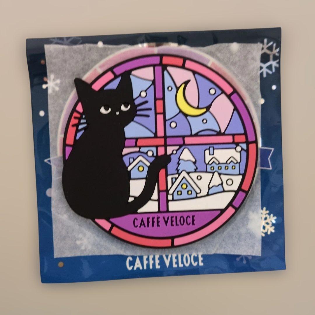 【新品未使用】カフェ・ベローチェ　黒ねこラバーコースター　全種類5枚セット