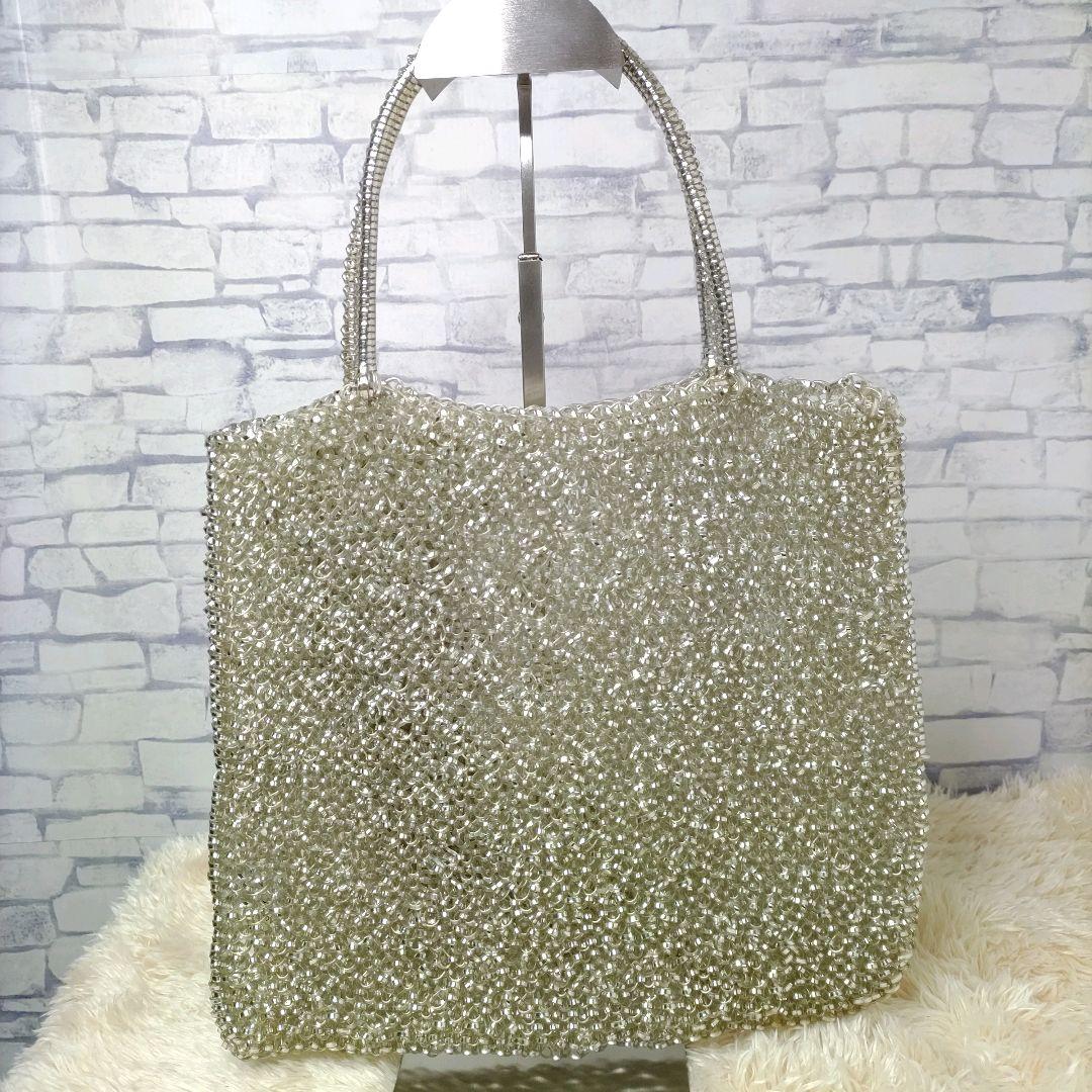 アンテプリマ ワイヤーバッグ シルバー レザー 花 ハンドバッグ