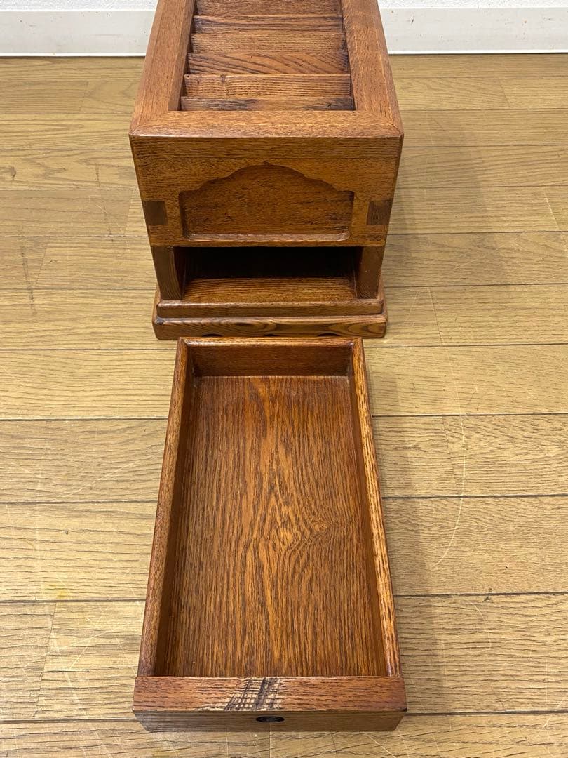 美品 アンティーク レトロ 小ぶり 賽銭箱 貯金箱 木製 けやき 無垢