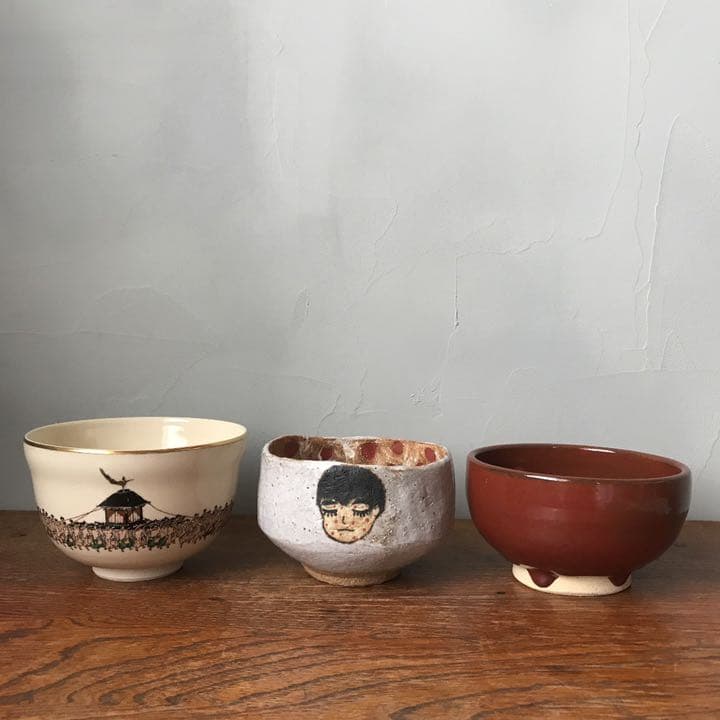 妻の作った 抹茶茶碗 陶芸 水玉模様 病める時もわりと元気だった息子の茶碗