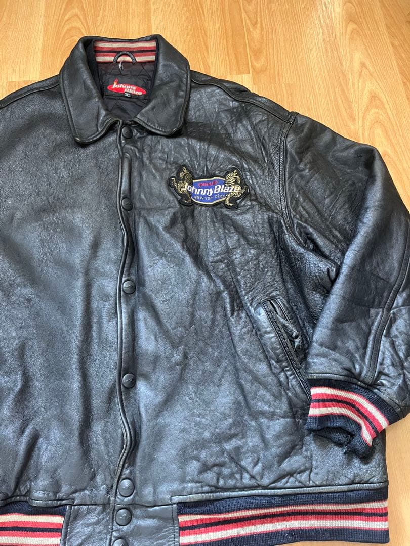 b-boy 90's johnny blaze 本革 レザージャケット 3xl
