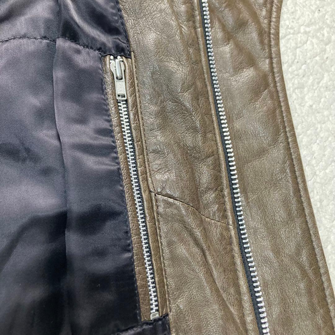 【レアカラー】EKAM ラムレザー シングルライダース 短丈 羊皮 軽量 Ｍ